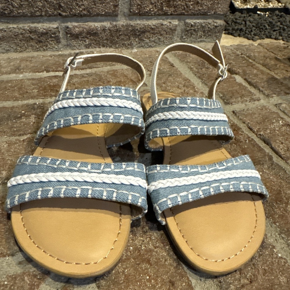 Girls DV Dolce Vita Clovar Blue‎ Strappy Denim Braided Sandals Size 2Y #0021
